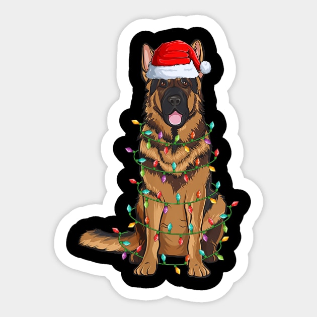 German Shepherd Christmas Lights Xmas Dog Lover Sticker by Magazine